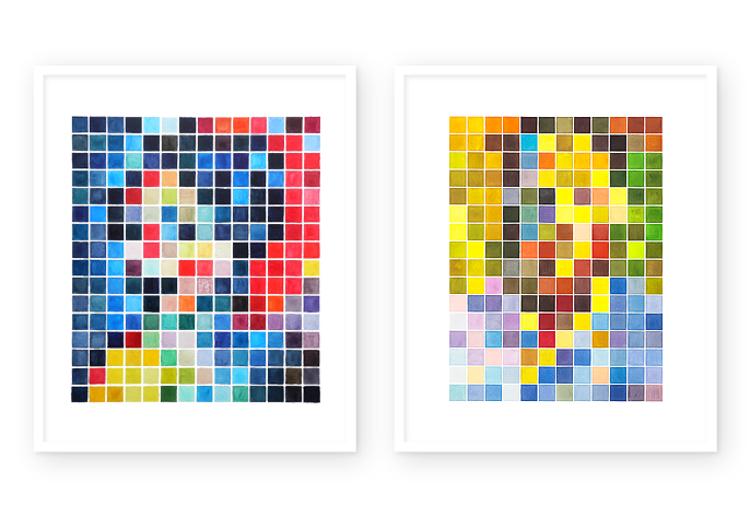 01 / 02 | "copy and paste - 12" | watercolor | 2013 | 14 x 16 / 224 pixels
<br>
<br> 
"copy and paste - 23" | watercolor | 2013 | 12 x 16 / 192 pixels