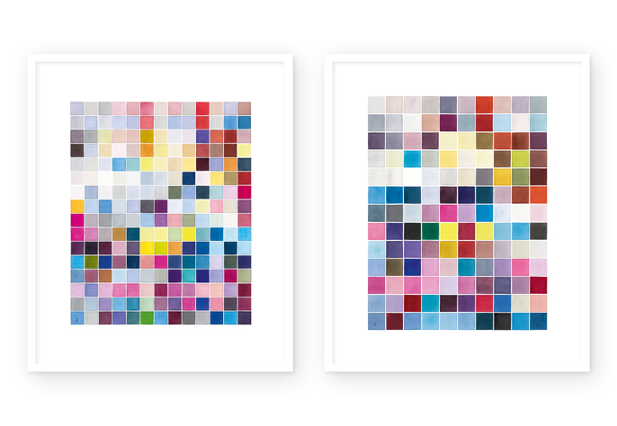 01 / 04 | "copy and paste - 41" | watercolor | 2014 | 13 x 16 / 208 pixels
<br>
<br>
"copy and paste - 46" | watercolor | 2024 | 10 x 13 / 130 pixels
